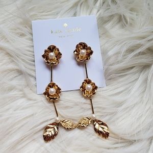 SOLD - Kate Spade - Lavish Blooms Gold Linear Earrings